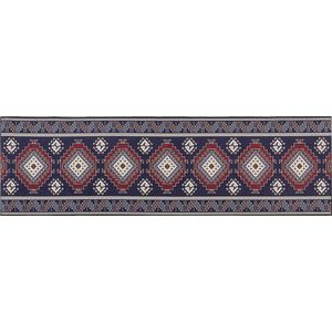 KANGAL - Loper tapijt - Blauw/Rood - 60 x 200 cm - Polyester