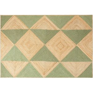 CALIS - Laagpolig vloerkleed - Beige/Groen - 160 x 230 cm - Jute