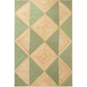 CALIS - Laagpolig vloerkleed - Beige/Groen - 200 x 300 cm - Jute