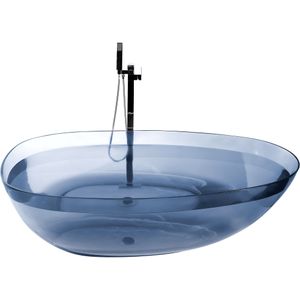 Vrijstaand bad transparant blauw solid surface 1690 x 780 mm ovaal enkel modern ontwerp