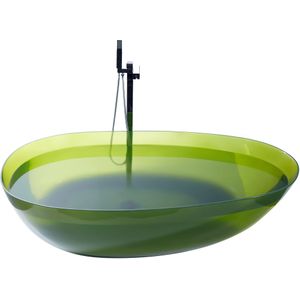 Vrijstaand bad transparant groen solid surface 1690 x 780 mm ovaal enkel modern ontwerp