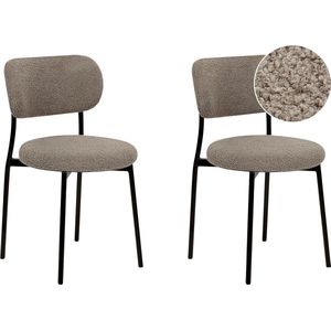 CASEY - Eetkamerstoelen set van 2 - Taupe - Bouclé