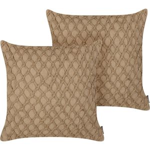 COLLOMIA - Sierkussen set van 2 - Beige - 45 x 45 cm - Katoen