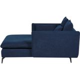 Chaise longue blauw polyester stof gestoffeerd met armleuningen kussen modern ontwerp symmetrisch woonkamer