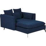 Chaise longue blauw polyester stof gestoffeerd met armleuningen kussen modern ontwerp symmetrisch woonkamer