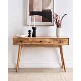 Sidetable licht hout mangohout met 3 laden dressoir slank rustieke stijl bijzettafel