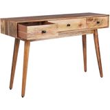 Sidetable licht hout mangohout met 3 laden dressoir slank rustieke stijl bijzettafel