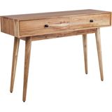 Sidetable licht hout acaciahout met 2 laden dressoir slank rustieke stijl bijzettafel