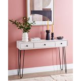 Sidetable off-white mangohout met 3 laden verweerd effect dressoir slank rustieke stijl bijzettafel