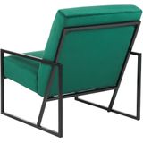 Fauteuil groen fluweel 83 l 69 b x 83 h cm zetel accentstoel zwart frame modern glamour woonkamer