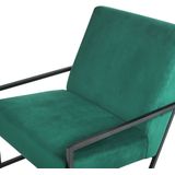 Fauteuil groen fluweel 83 l 69 b x 83 h cm zetel accentstoel zwart frame modern glamour woonkamer