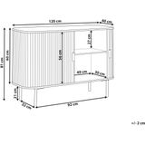 Sideboard dressoir kast lichthout met zwart MDF paulowniahout 2 deuren ijzeren poten modern