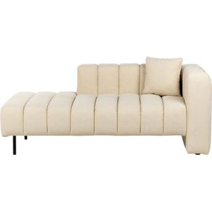 Rechtszijdige chaise longue beige gestoffeerd fluweel zwarte poten zitkussen modern glamour ontwerp