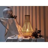 Kaarshouder lantaarn licht wilgenhout 58 cm met glazen voor kaarsen boho stijl voor binnen