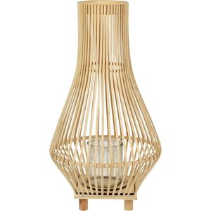 Kaarshouder lantaarn licht wilgenhout 58 cm met glazen voor kaarsen boho stijl voor binnen