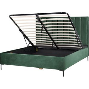 SEZANNE - Bed met opbergruimte - Donkergroen - 180 x 200 cm - Fluweel