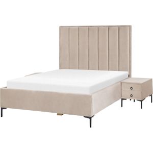 SEZANNE - Slaapkamerset - Taupe - 140 x 200 cm - Fluweel