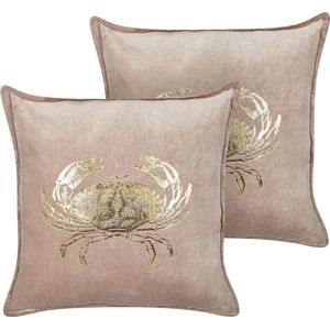 SEAPEN - Sierkussen set van 2 - Taupe - 45 x 45 cm - Fluweel