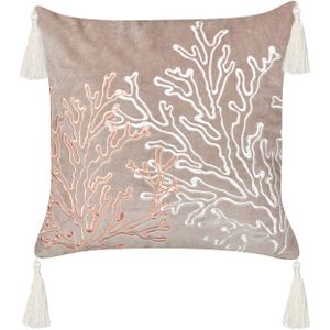 Beliani - MAZZAELLA - Sierkussen - Taupe - 45 x 45 cm - Fluweel