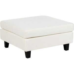 Beliani - Ottomane Cremeweiß Stoffbezug mit Schwarzen Beinen Modern Quadratisch Wohnzimmer Schlafzimmer Ausstattung Sitzmöbel Fußhocker