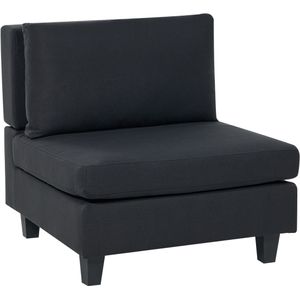 1-zits module stuk zwart stof gestoffeerde fauteuil met kussens modulair stuk bank element