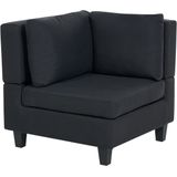 1-zits module hoekstuk zwart stof gestoffeerde fauteuil met kussens modulair stuk bank element