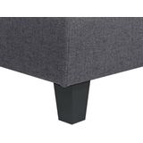 Ottomaanse voetenbank donkergrijs stof gestoffeerd vierkant minimalistisch modern modulair element