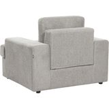 Fauteuil set van 2 lichtgrijs stof gestoffeerd polyester kussens rugkussens klassieke stijl woonkamer bank zetel