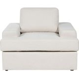 Fauteuil set van 2 lichtbeige stof gestoffeerd polyester kussens rugkussens klassieke stijl woonkamer bank zetel