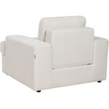 Fauteuil set van 2 lichtbeige stof gestoffeerd polyester kussens rugkussens klassieke stijl woonkamer bank zetel