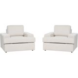 Fauteuil set van 2 lichtbeige stof gestoffeerd polyester kussens rugkussens klassieke stijl woonkamer bank zetel