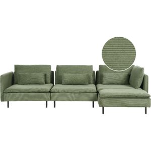 Modulaire hoekbank linkszijdig groen corduroy 3-zits driezitsbank sofa modern ontwerp woonkamer