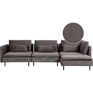 Modulaire hoekbank linkszijdig bruin corduroy 3-zits driezitsbank sofa modern ontwerp woonkamerv