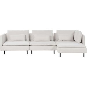 Modulaire hoekbank linkszijdig beige corduroy 3-zits driezitsbank sofa modern ontwerp woonkamer