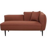 Chaise longue donkerrood boucle stof metalen poten rechtszijdig met kussen modern design