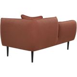 Chaise longue donkerrood boucle stof metalen poten rechtszijdig met kussen modern design