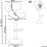 Set van 2 barkrukken lichtbeige kunstleer gestoffeerd voetensteun draaibaar gaslift hoogte verstelbaar glamour