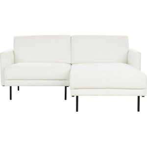 Hoekbank polyester wit 192 x 155 tweezitsbank gestoffeerd metalen poten geweven stof minimalistisch modern