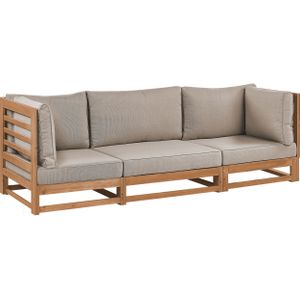 Tuinbank taupe gecertificeerd acaciahout outdoor 3 zits met kussens modern design