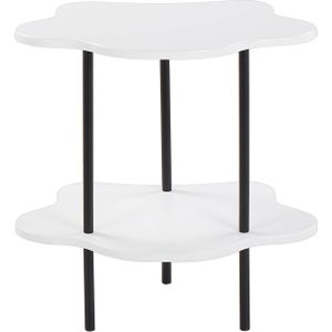 Bijzettafel accenttafel tafeltje zwart wit MDF met metalen frame wolk vorm modern traditioneel