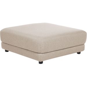 Beliani - Ottomane Beige Stoffbezug Quadratisch 102x102 cm mit Schwarzen Beinen Modern Wohnzimmer Schlafzimmer Ausstattung Sitzmöbel Fußhocker