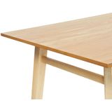 Eettafel lichthout MDF rubberhout 150 x 90 cm houten poten rechthoekig fineer afwerking natuurlijk minimalistisch