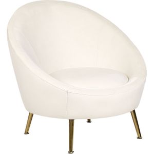 Kuipstoel wit fluweel 76L x 80B x 81H cm accent gouden pootjes glamour retro stijl woonkamer