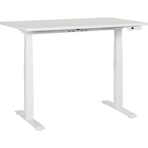 Elektrisch verstelbaar bureau wit tafelblad wit stalen frame 120 x 72 cm zit en stabureau vierkante poten modern ontwerp
