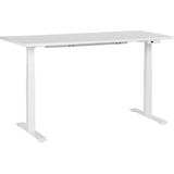 Elektrisch verstelbaar bureau tafelblad wit stalen frame 160 x 72 cm zit en sta-bureau vierkante poten modern ontwerp