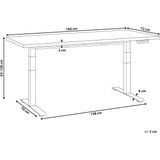 Elektrisch verstelbaar bureau tafelblad donkerhout wit stalen frame 160 x 72 cm zit en sta-bureau vierkante poten modern ontwerp