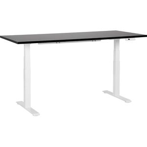 Elektrisch verstelbaar bureau tafelblad zwart wit stalen frame 180 x 80 cm zit en sta-bureau vierkante poten modern ontwerp