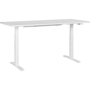 Elektrisch verstelbaar bureau tafelblad wit stalen frame 180 x 80 cm zit en sta-bureau vierkante poten modern ontwerp