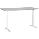 Elektrisch verstelbaar bureau grijs tafelblad wit stalen frame 160 x 72 cm zit en sta-bureau ronde poten modern ontwerp