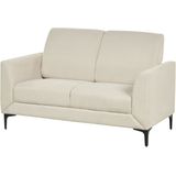 Tweezitsbank beige gestoffeerd polyester stof zwarte poten 2-zitsbank loveseat retro stijl woonkamer meubel